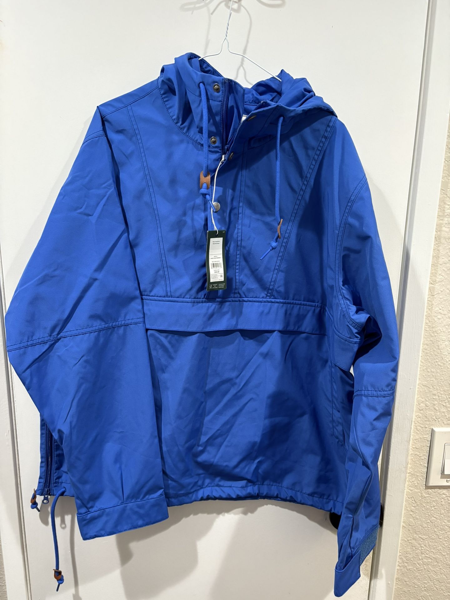 Alpine Design Men's 1962 Anorak Rain Jacket Pullover Blue Infusion Large Hood