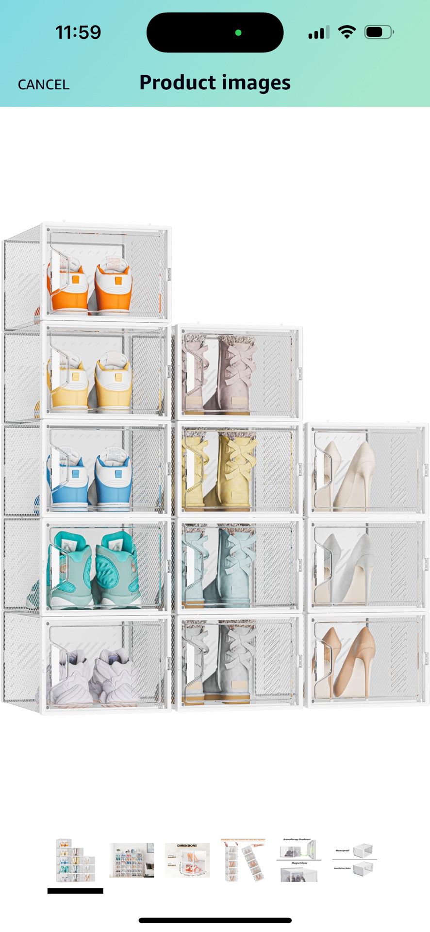 Shoe Organizer, 12 Pack Shoe Storage Shoe Organizer for Closet, Shoe Boxes Clear Plastic Stackable Shoe Storage Boxes for Size 13
