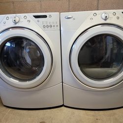 Whirlpool Front Loading Washer And Stackable Gas Dryer Set 