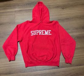 Supreme Red hoodie with white logo