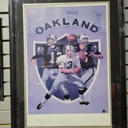 Signed Autograph Raiders QB Legends Stabler Lamonica Plunkett Framed Limited Lithograph
