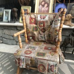Child’s Vintage Wooden Rocker And Foot Stool