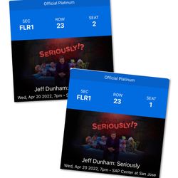 Jeff Dunham 4/20/22 @ San Jose SAP Center. $105