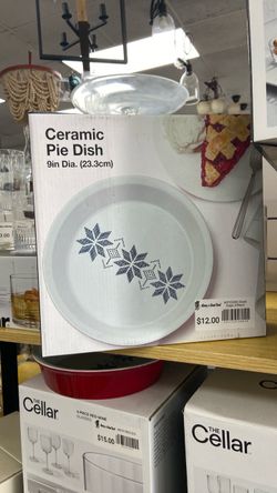 Pie Dish Ceramic Pie Dish 9-Inch with Snowflake Pattern