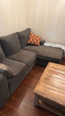 Gray Fabric Sectional Sofa with Chaise storage and built in bed