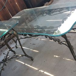 Beautiful Patio tables, antique ornament metal leaf design.