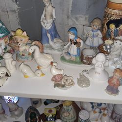 Porcelain And Glass Vintage And Antique Figurines And Decorations 