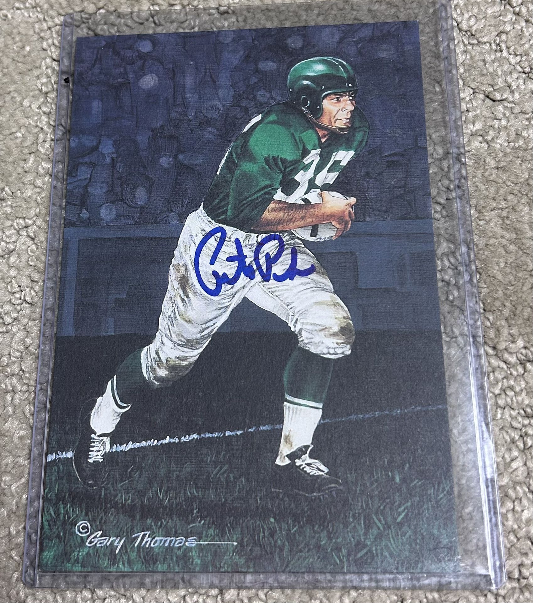 Pete Pihos Autographed Philadelphia Eagles Goal Line Art Card
