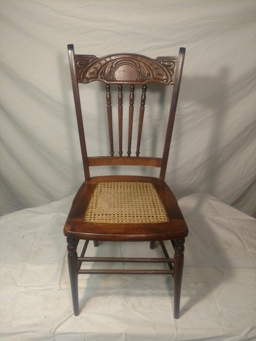 Vintage Pressed Back Chair With Cane Seat