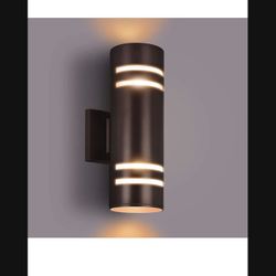Outdoor Wall Lights Exterior, Modern Outside Sconce Wall Lighting, Exterior Light Fixture Wall Mount Oil Bronze Cylinder, Up Down Outdoor Lights for G