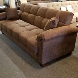 Brand new 84" x 47" brown microfiber storage sofa futon