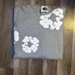 Gray Denim Tear Hoodie