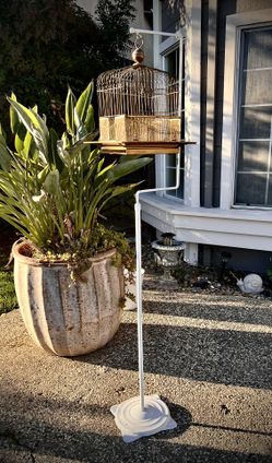 Vintage Brass Bird Cage With Stand
