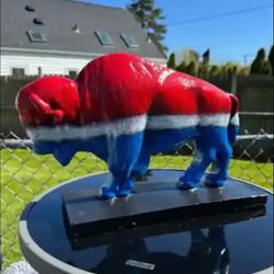 Red, White And Blue Buffalo Statue