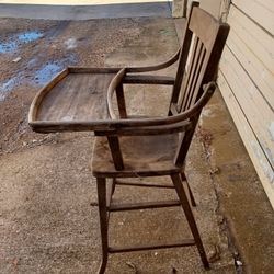 Vintage Wooden High Chair For Restoration $30..pick Up At My Location  On 20th And Ave S
