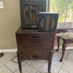 Antique record player and speakers