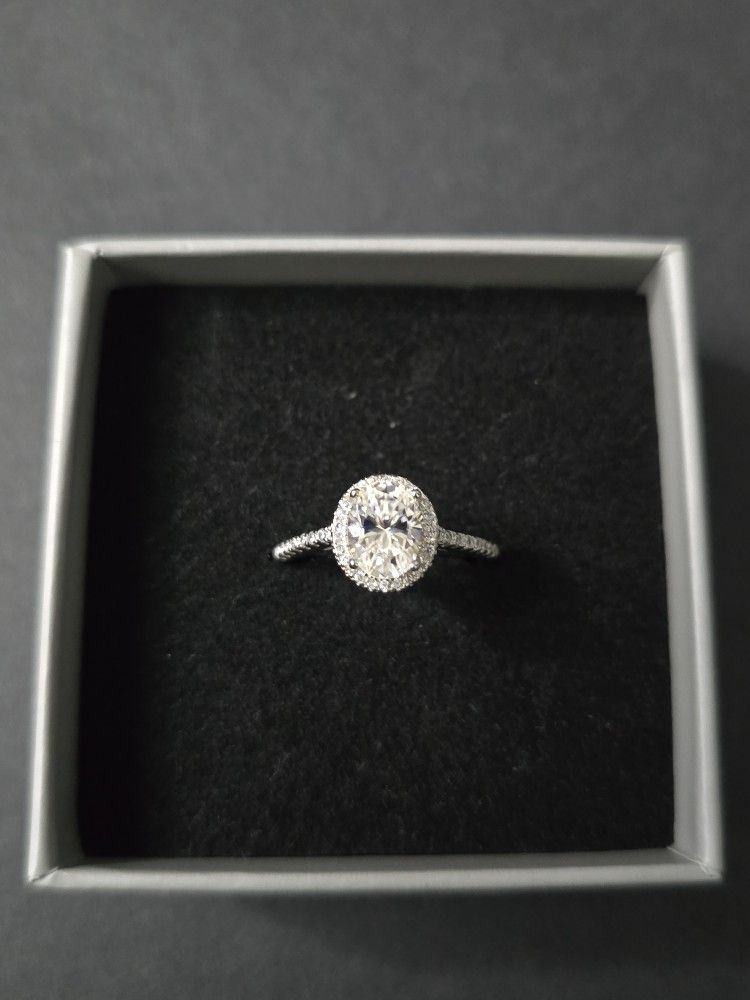 925 Stamped Silver Moissanite Ring