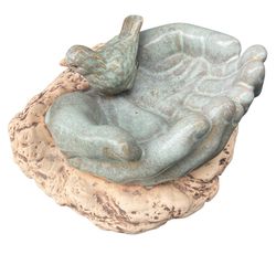 Vintage Style Ceramic Bird Feeder Sculpture - “By his hands we all are fed”