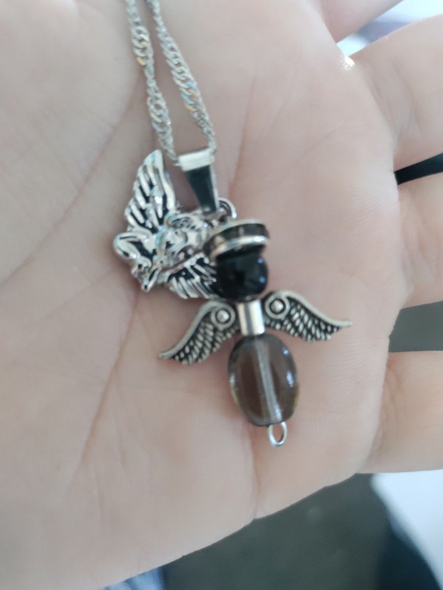 Angel Necklace With Angel And Silver Chain