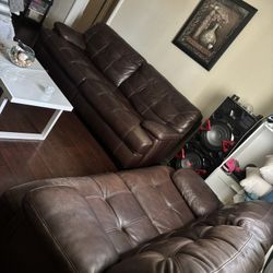 Two piece full leather couches 