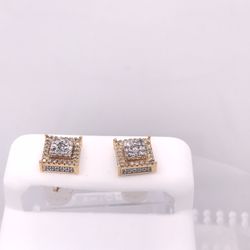 Earrings Gold Diamond 3-D 10K New