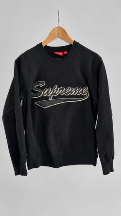 Supreme Brush Script Crewneck Black Men's Medium FW16