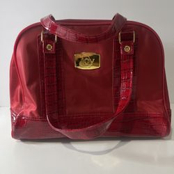Joy Mangano Red Better Beauty Case - Croco Embossed Details