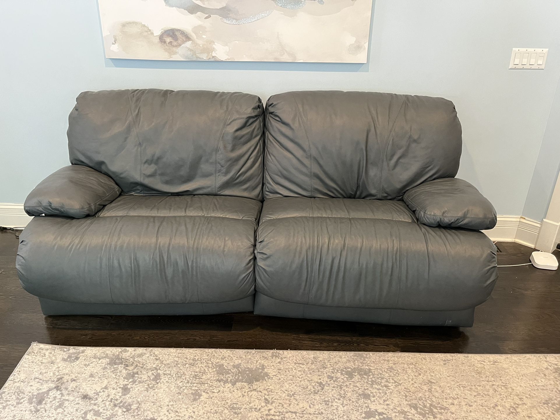 Grey Leather Couch With Dual Power Recliners for Sale in Elmhurst, IL