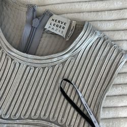 Herve Leger Long Dress Silver 