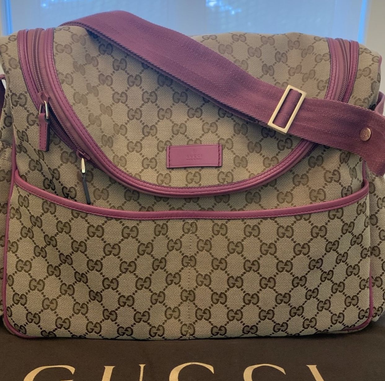 AUTHENTIC: Gucci Pink Canvas Diaper Bag (Limited Edition) $800