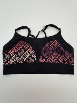 Pre Owned Good  Victoria’s Secret PINK  Ultimate Sports Bra  Black Peach  Women  Size Large