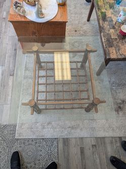 Glass coffee table bamboo & wood bottom