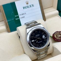 2017 Rolex Datejust 41mm stainless steel oyster bracelet smooth bezel ghost grey Roman numeral dial 116300 watch box booklets red tag FULL SET