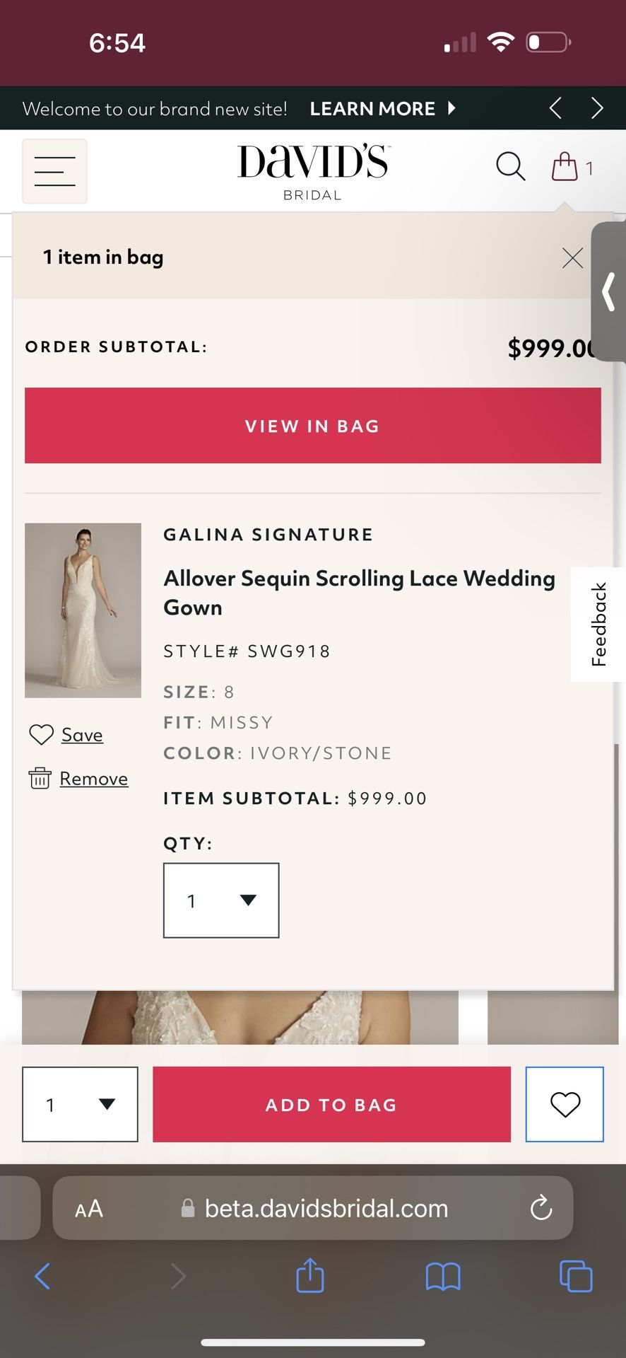 Galina Signature New Wedding Dress