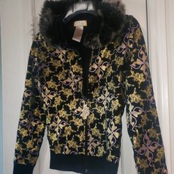 Baby Phat Women's Jackets Size small Gold/Black / fur hood Gold and black BAby Phat hoodie with detachable faux fur hood. Jacket is gold and black. Fa