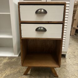 Wooden Nightstand with 2 Drawer