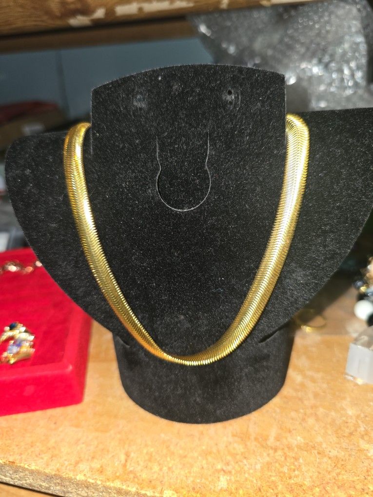 16 Inch 6mm Gold Over Silver Snake Chain