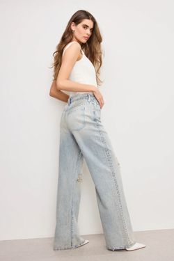 Good American Studded Light Wash Jeans (00/24) Fits sizes 2-4