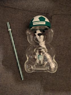 Starbucks world cup soccer ball FIFA Thailand glass bear bearista cold cup 20oz soccer bear bearista tumbler limited edition with lid straw