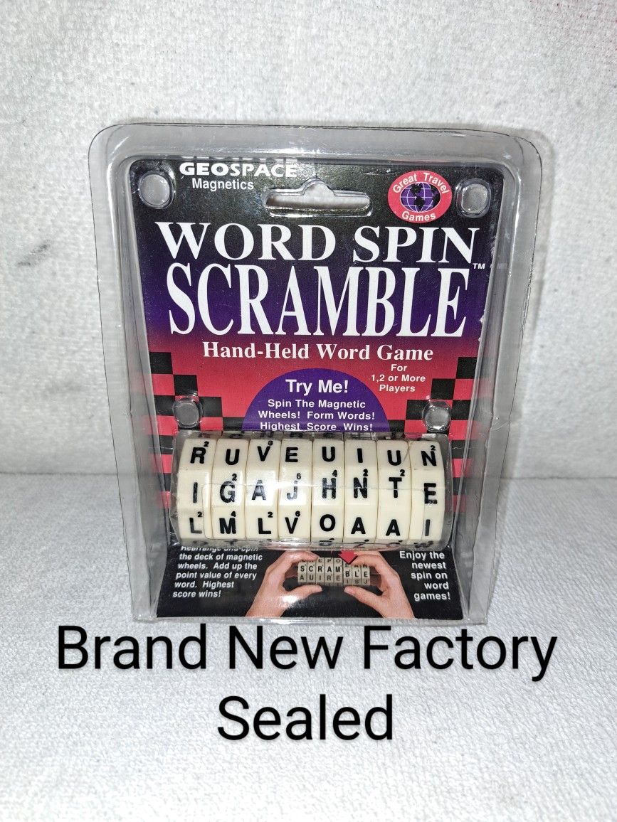 Brand New Factory Sealed Vintage 1995 Word Spin Scramble Hand-held Word Game