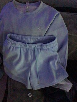 Baby Blue Alo Jogging Shorts Set