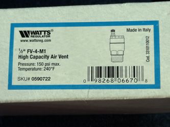 Set of 2-VWATTS® NEW REGULATOR -½" FV-4-M1 High Capacity Air Vent Pressure.