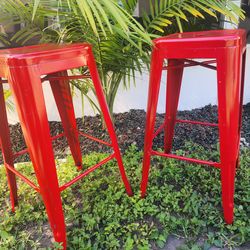 2 Red Bar Stools