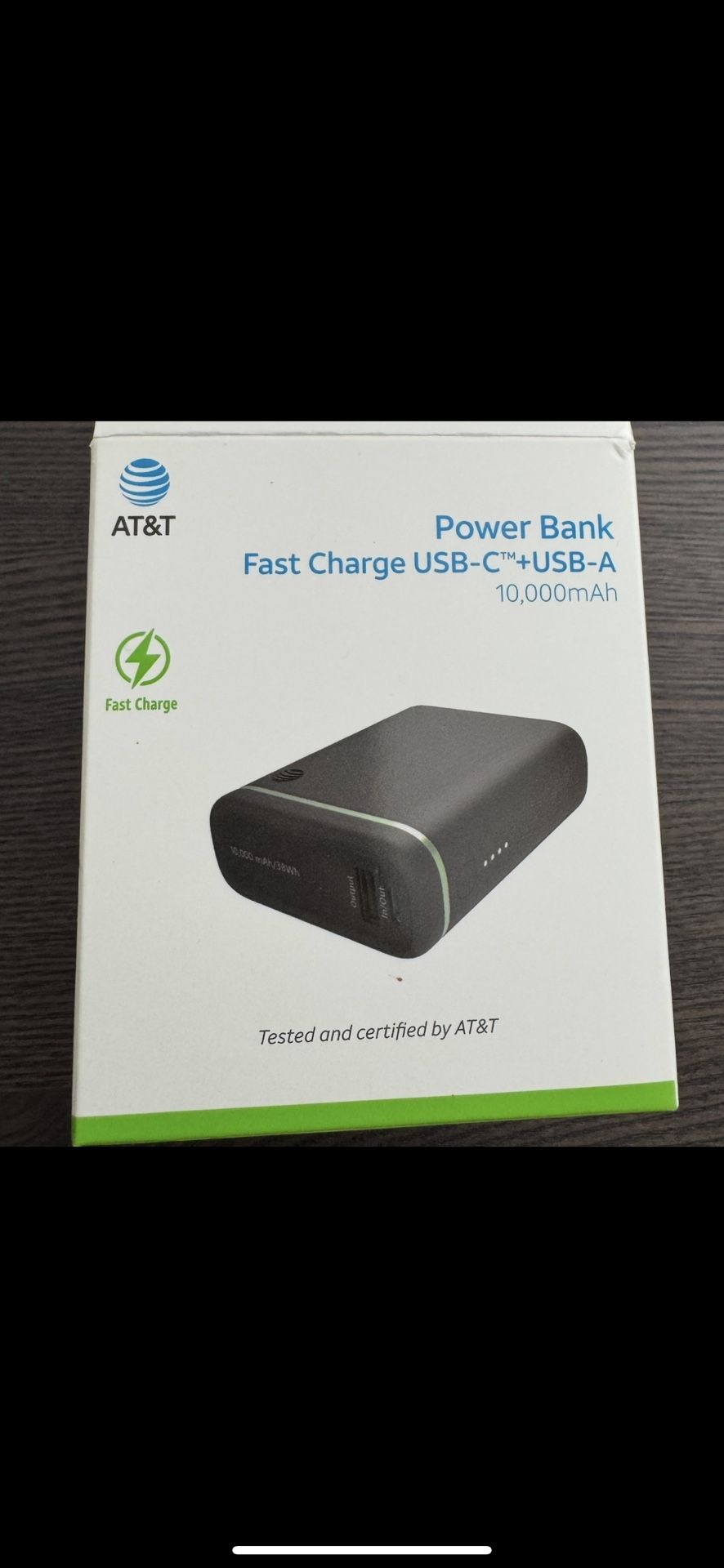 At&T Power Bank Fast Charge USB-C™+USB-A 10,000mAn black