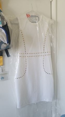 White Calvin Klein Dress With Gold