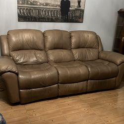 Recliner sofa tan size approx. 82-84” inches long