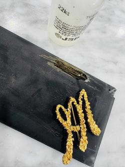 Gold Nugget M Brooch