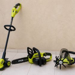 Ryobi 18V Tool Set – NEW Trimmer & Chainsaw + Cultivator – $150