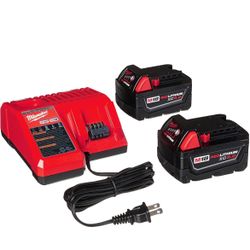Milwaukee 48-59-1850 M18 RED LITHIUM XC 5.0 Ah Batteries (2) + 48-59-1812 M12 and M18 Multi Voltage Charger kit