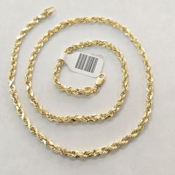 14kt Solid Gold Rope Chain 20"